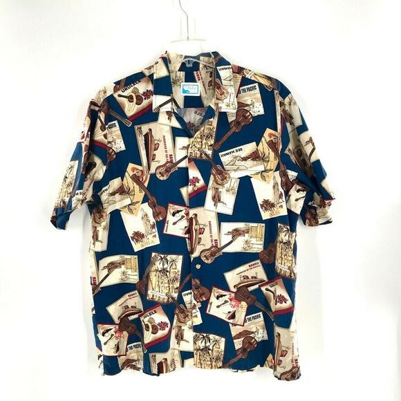 Pride of Hawaii Button Front‎ Shirt Graphic Print L - Picture 1 of 7